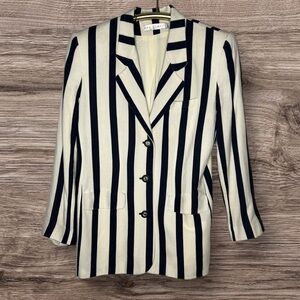 The Limited Navy and White Striped Linen/ Cotton Blazer SIZE Medium